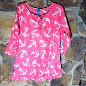 Island Beach pink anchor bathing suit cover up